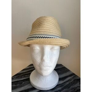 OshKosh B'gosh Toddler Boys Straw Fedora Hat Tan Navy 2T-4T OSH19733-SML